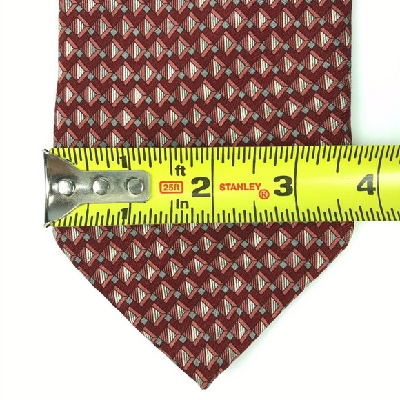 STAFFORD EXECUTIVE Men's Tie Silk Red Gray Elegant Necktie Geometric ITALY - Picture 8 of 9